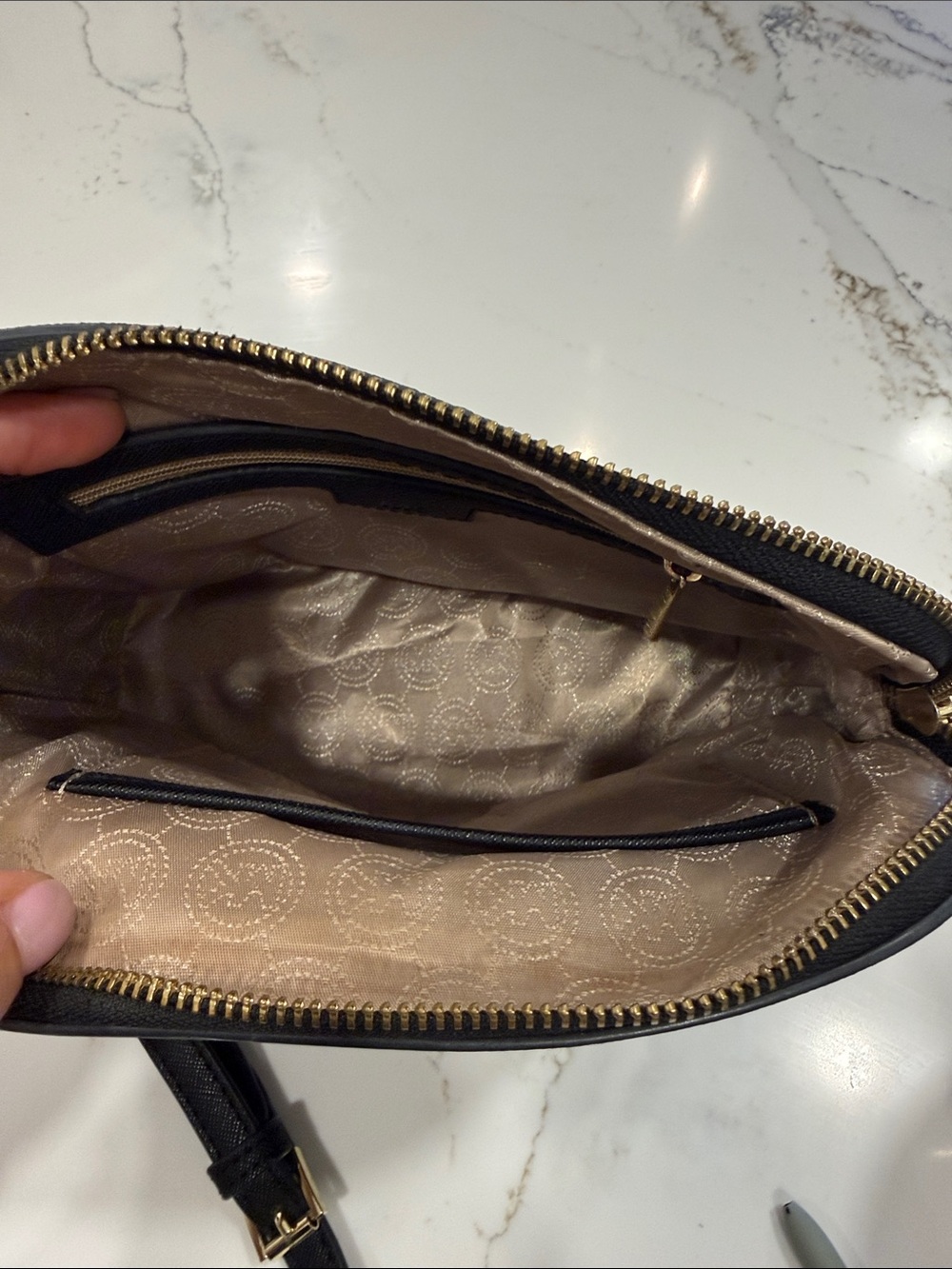 Michael Kors Black Leather Small Crossbody with Gold Hardware - Picture 2 of 3